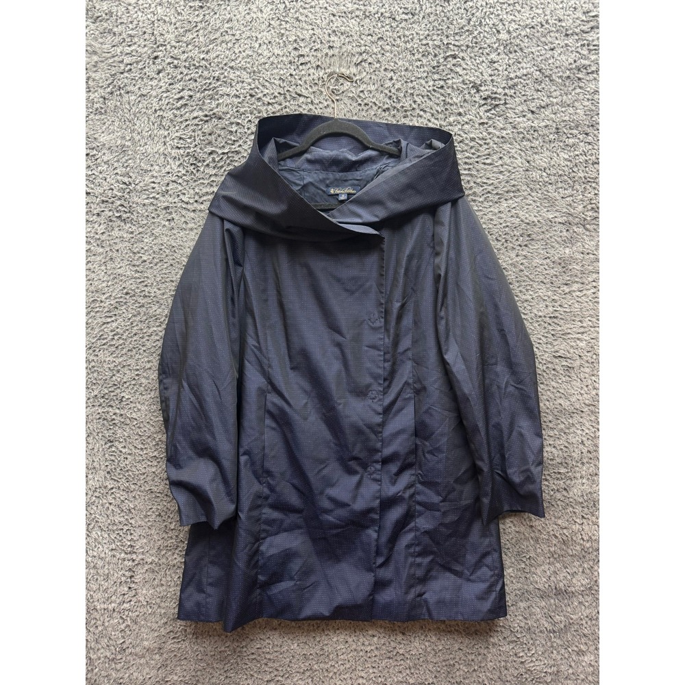 Brooks Brothers Hooded Water-Resistant Raincoat Navy Blue Womens Size 12